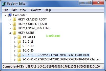 USER_ID - HKEY_USERS Registry