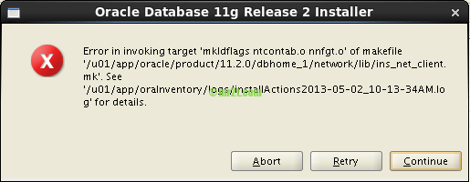 Error in invoking target ‘mkldflags ntcontab.o nnfgt.o’ of makefile