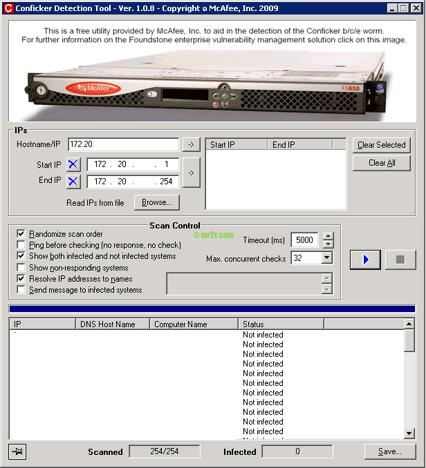 McAfee Conficker Detection Tool