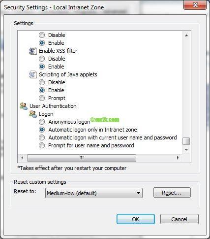 Disable Enable XSS Filter in IE Security Settings (Local Intranet Zone)