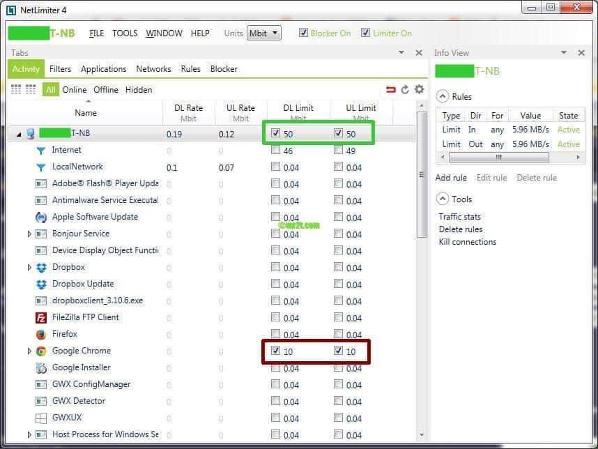 NetLimiter 4 on Windows 7