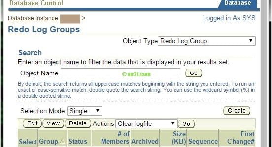 Oracle Redo Log Groups