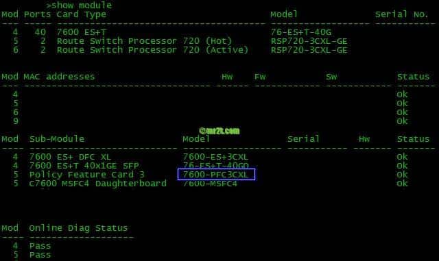 show module output command (cisco-router-7609s)