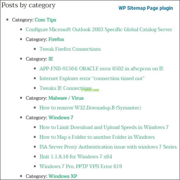 HTML Sitemap by WP Sitemap Page plugin