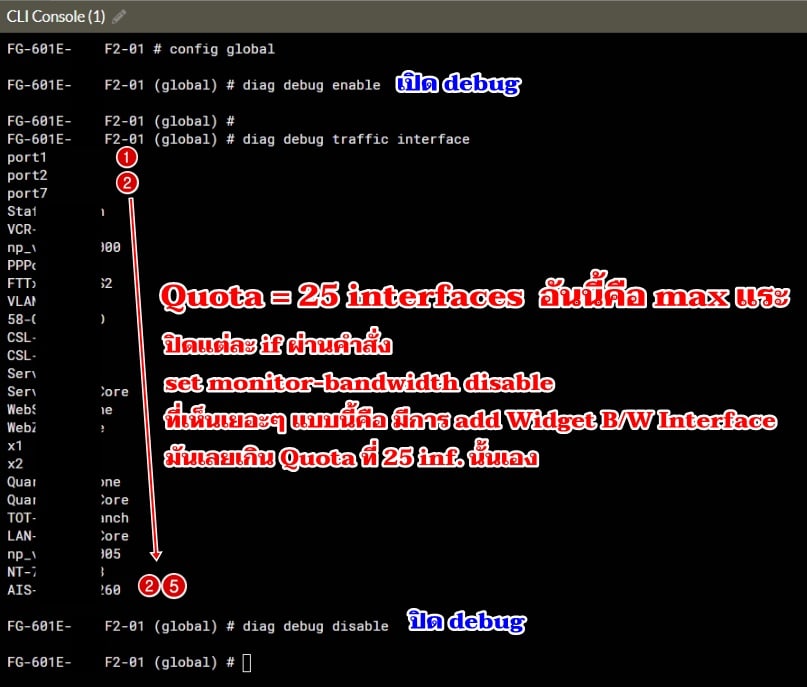 fortigate command result : diag debug traffic interface